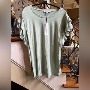 Chico’s NWT Touch of Cool Flutter Sleeve Tee. Moroccan Mint.Size0 Rayon/spandex